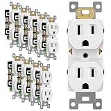 ENERLITES Duplex Receptacle Outlet, Residential Grade Electrical Wall Outlet, 15A 125V, Self-Grounding, 2-Pole, 3-Wire, UL Listed, 61581-W-10PCS, White (10 Pack)