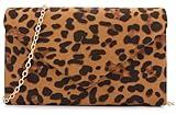 BBjinronjy Clutch Purse Evening Bag for Women Evening Wedding Party Velvet Suede Pleated Handbag (Leopard)