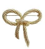 Elegant Gold Color Bow Tie Brooch Lapel Pin For Women Simple Dress Coat Cardigan Wedding Jewelry Gifts