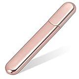 MiDenso Premium Glass Nail File with Case, Crystal Diamond Salon Best Beauty Nail Buffer for Natural and Acrylic Nails Christmas Gift for Woman and Man,Apricot