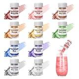 Edible Glitter for Cocktails, 10 Colors Luster Dust Edible, Food Grade Shimmer Dust, Edible Glitter Powder for Drinks, Baking, Strawberries, Cupcakes, Cookies Decoration, 5g/bottle