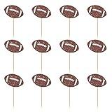 Ambishi 24pcs Football Cupcake Toppers, Sports Theme Birthday/Baby Shower Party Decoration, Football Sign Food Picks Decor for Kids Boys Men Birthday Party