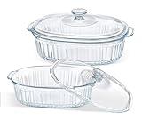 M MCIRCO 4-Piece Glass Casserole Baking Dish, Set of 2 Casseroles With Glass Lids, 1.9 Qt and 3 Qt