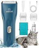 oneisall Pet Clipper for Cat Matted Hair, Pet Shaver for Cats Quiet Pet Clippers Waterproof Cordless Cat Clippers for Matted Hair Long Hair with Storage Bag (Green)