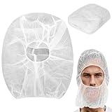 100 PCS Disposable Beard and Hair Nets, Universal Disposable Bouffant Hood Caps, Breathable Non-Woven Full Face Hair Net, Elastic Head Cap Beard Cover, Dust Caps for Food Service, Beauty Salons, Labs