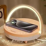 Vivilumens Birthday Gifts for Women 5 in 1 Bedside Lamps with Wireless Charger Bluetooth Speaker White Noise Machine Dimmable Touch with Phone Holder Personalized Night Light Friendship Lamp(Pink