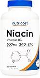 Nutricost Niacin (Vitamin B3) 500mg, 240 Capsules - with Flushing, Non-GMO, Gluten Free