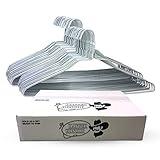 Hanger Honcho Wire Metal Clothes Hangers 50 Pack Bulk for Standard Size Shirts, Pants, Skirts, Space Saving, Non Slip,18 Inch 14.5 Gauge Ultra Thin Standard Dry Cleaner Coated Steel, White