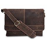 VALENCHI Leather Messenger Bag For Men, Women - 14" Leather Laptop Messenger Briefcase & Shoulder Bag - Office, Work, College, Casual - Gift For Him, Her - Father's day (BROWN VINTAGE)