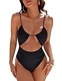 Blooming Jelly Womens One Piece Swimsuit Tummy Control Bathing Suit 2025 Sexy Flattering Cheeky High Cut Out Cute Ladies Swimwear (Large, Black)