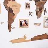 ENJOY THE WOOD 3D Wood World Map Wall Art Large Wood Wall Décor Housewarming Gift Idea Wood Wall Art World Travel Map For Home & Kitchen or Office (Photo Frames, Pins)