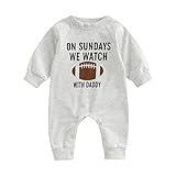Infant Baby Boys Girls Football Season Jumpsuit Watch Football with Daddy Funny Romper Playsuit Sweatshirt (with Daddy, 0-3 Months)