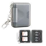 PROfezzion SD Card Holder Case Water-Resistant: Portable 12 Slots Memory Card Case for 8 Micro SD Card & 4 SD/SDXC/SDHC Card, Memory Card Hard Carrying Box Keeper Protector with Rubber Interior Grey