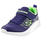 Skechers Boy's Microspec-Texlor Sneaker, Navy/Lime, 9 Toddler