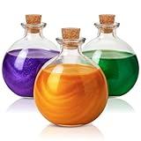 Tessco for you 3 Pcs Halloween Potion Bottles Glass Round Clear Potion Jars 8.5 oz Spherical Decorative Witch Bottles Wizard Stuff for Liquor Halloween Decoration DIY Art Crafts Gift(Classic)
