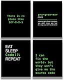 Office Decor - Computer Science Art - Set of 4 Geek Wall Art - Fun Gift For ICT Teacher, Student, Coding Nerd, Computer Programmer, Dad - 8x10 unframed print