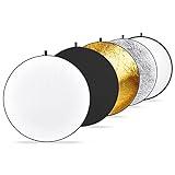 NEEWER 43 Inch/110 Centimeter Light Reflector Diffuser 5 in 1 Collapsible Multi Disc with Bag - Translucent, Silver, Gold, White, and Black for Studio Photography Lighting Outdoor