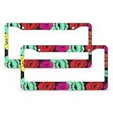 2Pcs Cute Colorful Mouth Lips2 Hole License Plate Frames Women's Lipstick Kiss Car License Plate Cover Universal Aluminum Frame for Front and Rear Car Tags Accessories for US Vehicle Standard