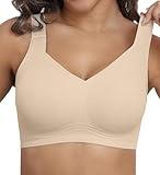 PoseFree Supportive Bras Back Fat Coverage Plus Size Full Coverage Bras Wireless Wireless Bras for Large Breasted Women (Nude,2XL)