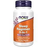 NOW Foods Supplements, Sleep Regimen 3-In-1, With Melatonin, 5-HTP and L-Theanine, Restful Sleep Blend*, 90 Veg Capsules