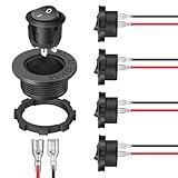 Nilight 5PCS Round Rocker Switches w/Wiring Harness SPST Switch Holder 20mm 12Volt 2 Pin Pre-Wired Waterproof Toggle Switch Shell for Switch Panel Car Automotive RV Trucks Boats,2 Years Warranty