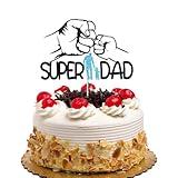 Super Dad Cake Topper, Dad's Birthday/Father's Day Cake Decorations, Sons' Gifts for Dads' Birthday, Best Dad Ever Party Supplies, Black＆Blue Glitter