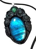 Soul Retrieval Necklace Shaman Jewelry with Blue Labradorite Pendant. Shamanism path healer tools. Shamanic Healing Journey Stone Gifts for Medicine Men or Women (A)