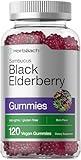 Horbaach Black Elderberry Gummies | 120 Count | Sambucus Extract | with Zinc and Vitamin C | Berry Flavor | Vegan, Non-GMO, and Gluten Free Supplement for Adults
