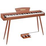 WENCAI 88 Key Fully Weighted Electric Piano Keyboard Hammer Action Full-size Digital Pianos for Beginners Adults Wooden Upright Piano with Sheet Music Stand Triple Pedal Supports USB-MIDI Orange