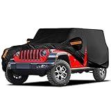 Waterproof Car Cover for Jeep Wrangler 4 Door 2006-2025 JK JL Outdoor Waterproof Sun Rain Snow Hail Protection with Driver Door Zipper