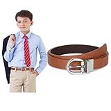 SUOSDEY Kids Reversible Belt for Boys and Girls Leather Belt for School Uniform Casual Jeans Back to School Fashion,brown/coffee