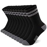 Comfoex 10 Pairs Boys Crew Long Athletic Socks for 4-6 6-8 8-10 Years Old Kids - Calf Sports Half Cushioned