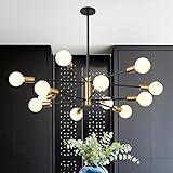 RUIYEY Modern Chandelier Ceiling Light Fixture Sputnik Chandeliers Gold and Black Farmhouse Chandelier Over Table 12-Light Height Adjustable Chandeliers for Dining Room, Living Room,Kitchen Island