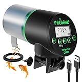 Petbank Automatic Fish Feeder for Aquarium - Rechargeable Fish Food Auto Dispenser Vacation Turtle Feeder with USB Charger Cable，LCD Screen, Customized Schedule，Black