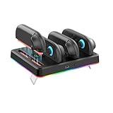 NexiGo Enhanced Controller Charger Dock Compatible with Nintendo Switch 2, Charging Station for Joy-Pads with Multiple RGB Light Modes, Sound Alerts, LED Indicators, Built-in Kickstand