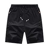 XiaoLongRen Boys Lightweight Athletic Running Shorts Quick Dry Workout Shorts for Gym Shorts Hiking Basketball Training with Zipper Pockets(7095-Black-12)