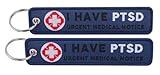 I Have PTSD Post-Traumatic Stress Disorder Please Be Patient Urgent Medical Notice Alert Condition Trauma Anxiety Depression Mental Health Brain Awareness Vet Veteran Keychain Key Tag Chain Fob Ring