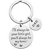 Father’s Day Gift - Dad Gifts from Daughter for Birthday Christmas Valentine’s Day, I'll Always Be Your Little Girl, You Will Always Be My Hero Daddy Keychain, Father Daughter Keyring