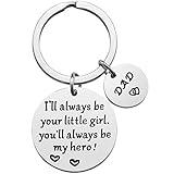 Father’s Day Gift - Dad Gifts from Daughter for Birthday Christmas, I'll Always Be Your Little Girl, You Will Always Be My Hero Keychain, Dad Valentine’s Day Gifts, Father Daughter Gifts