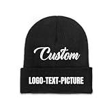 Bulk Custom Beanie Hat for Men - Custom Winter Hat - Black