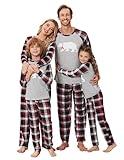 Ekouaer 2024 Christmas Family Matching Pajamas 2 Piece Warm Bear Prints Long Sleeves Women Pjs Set Small Sleepwear with Plaid Pant Large