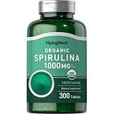 Piping Rock Organic Spirulina Tablets 1000 mg | 300 Pills | Vegetarian, Non-GMO, Gluten Free Supplement