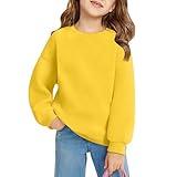 Sweatshirts For Teen Girls Y2K Oversized Crew Neck Tops For Teen Girls Y2K Pullover Cozy Soft Solid Color Clothes Winter Long Sleeve Youth Sweatshirt 2-12 Years Yellow-150