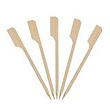 500 Count | KingSeal Natural Green Bamboo Wood Paddle Picks, Skewers for Appetizers and Cocktails, 3.5 Inches, Bulk Pack - 5 Packs of 100