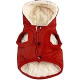 Vecomfy Fleece Lining Extra Warm Dog Hoodie in Winter,Small Dog Jacket Puppy Coats with Hooded,Red S