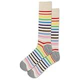 Hot Sox Men's Inclusive Stripe Crew Socks 1 Pair, Natural heather, Men's 10-13 Shoe