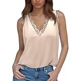 JEUROT Women's Summer Tank Tops Sexy Lace Trim V Neck Cami Shirts Sleeveless Dressy Camisole Vest Business Casual Outfits (Beige, XL)