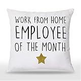 Udinaz Work from Home Employee of The Month Funny Employee Appreciation 18 x 18 Inches Throw Pillow Covers,Bedroom Living Room Home Office College Dorm Decor,Work from Home Gift, Work Gift