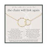 HOPE LOVE SHINE Sympathy Gift for Loss of Loved One - Remembrance, Bereavement, Memorial Necklace, Jewelry 16+2", 14k Gold Plated Sterling Silver, 2 Interlocking Rings