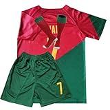 Soccer Jerseys Kids 7#10 Football Sports Fan for Boys Girls Youth Soccer Shirts and Shorts Stockings Set for 4-14 Years Red
